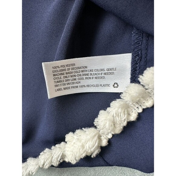 Womens Embroidered Exhilaration Blue White Tank Top Size Small S Zip Back - Picture 3 of 6